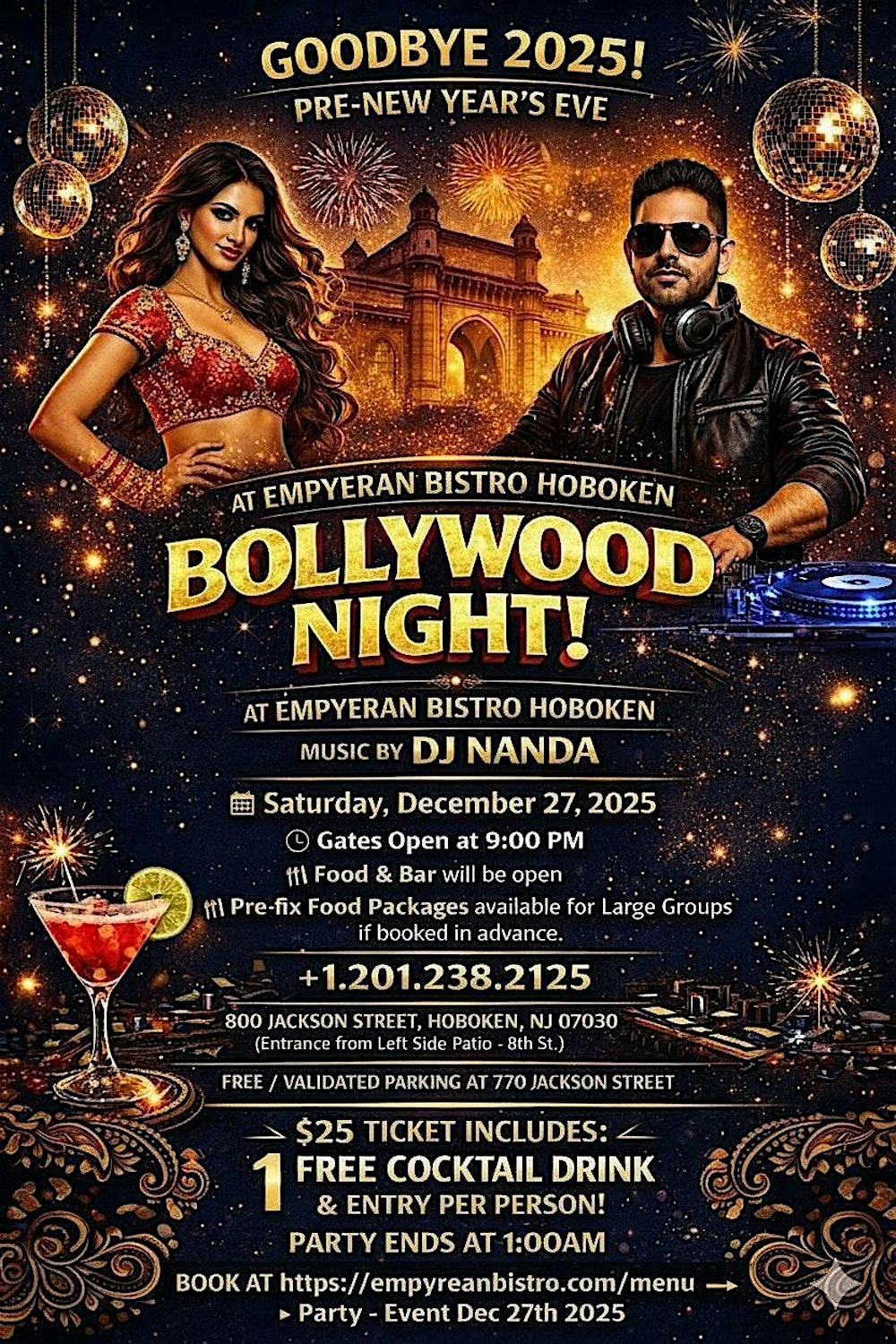 GOODBYE 2025 – PRE-NEW YEAR’S EVE BOLLYWOOD NIGHT DEC 27TH