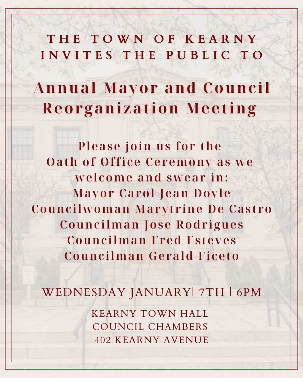 Reorganization Meeting and Oath of Office Ceremony