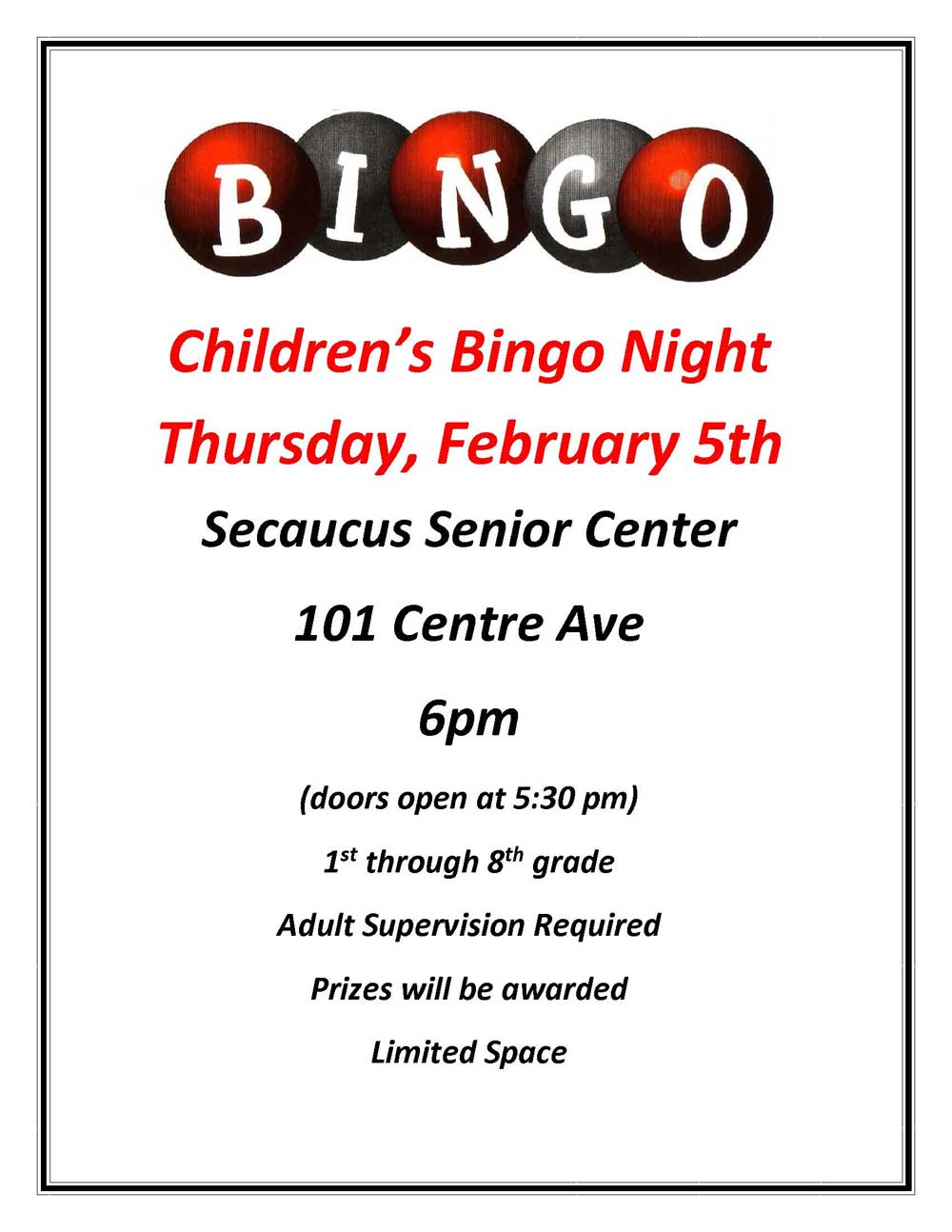 Children’s Bingo Night