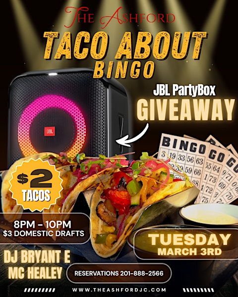 JERSEY CITY TACO TUESDAY PARTY | BINGO, $2 TACOS & JBL SPEAKER GIVEAWAY