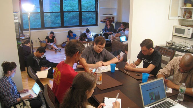 Writing group meeting in Weehawken, New Jersey