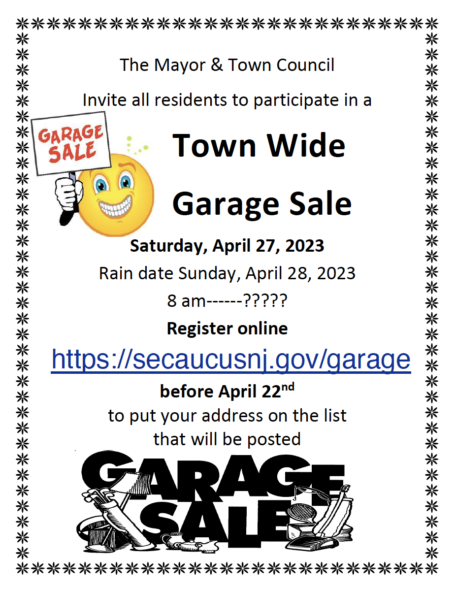 4/27 Garage Sale Announced