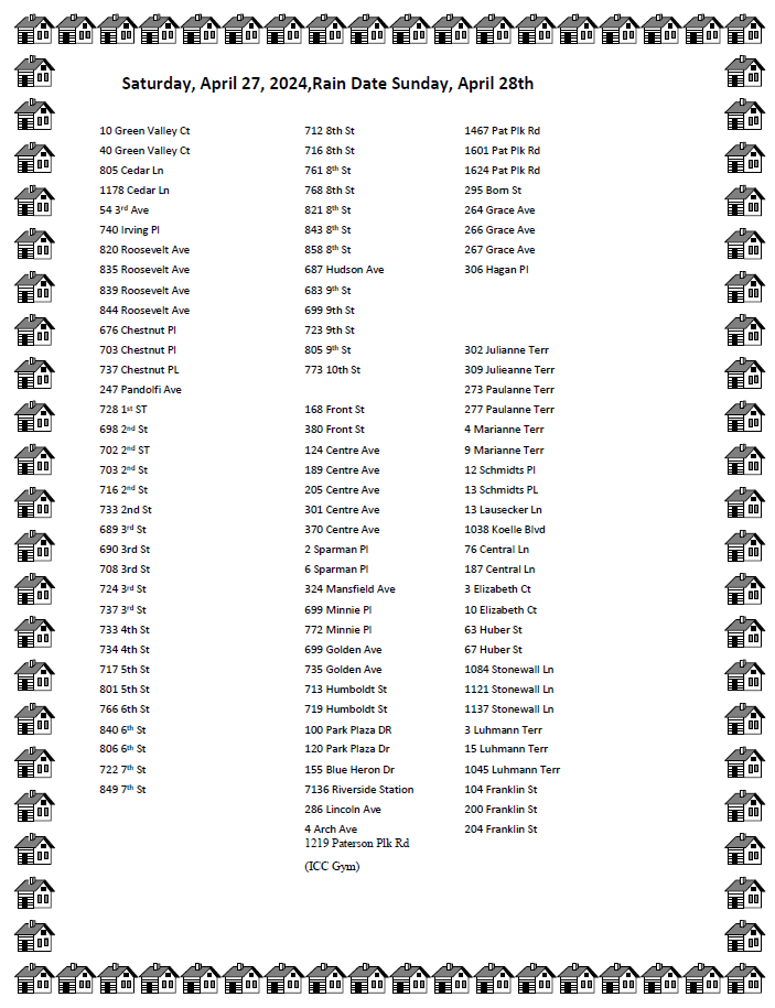4/27/2024 Garage Sale Addresses