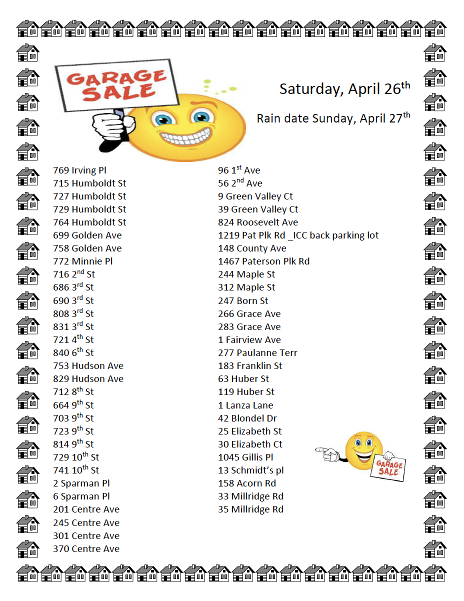 Secaucus Garage Sale Addresses Announced