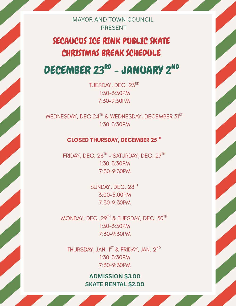 Ice Rink Public Skate Sessions During Christmas Break