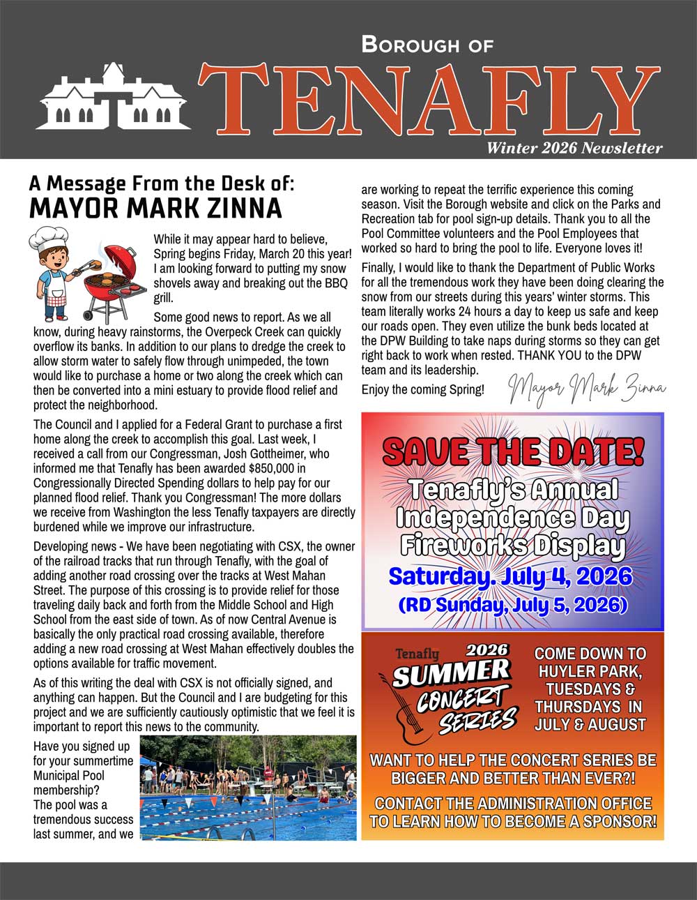 Tenafly 2026 Winter Newsletter